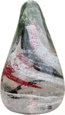 Tall clear obelisk with red and black streaks