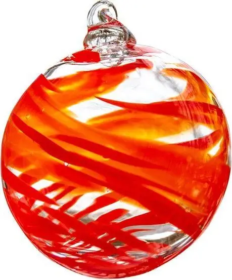 Red and orange swirled suncatcher ball